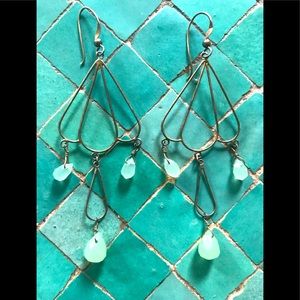 Beautiful BoHo nouveau style earrings 925 &celadon green stones